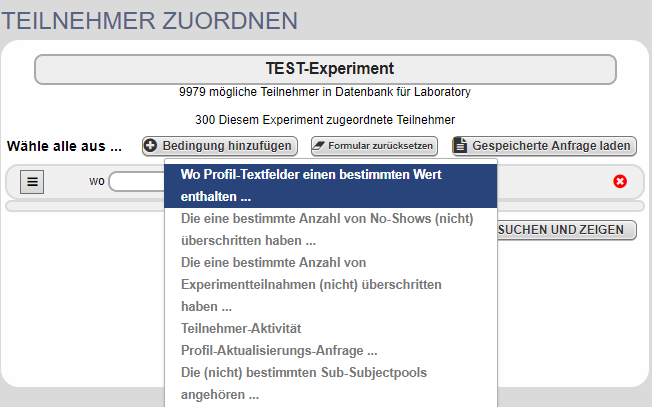 VP Experiment zuordnen
