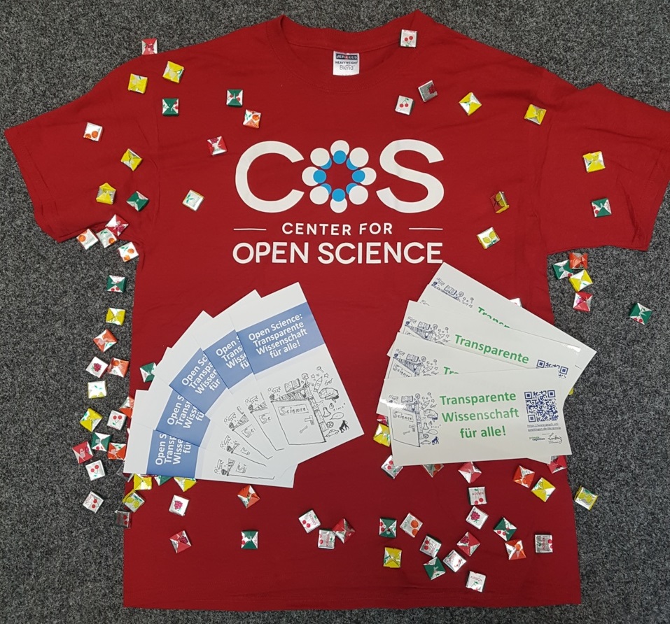 Flyer & Sticker liegen für den Open Science Lauf bereit